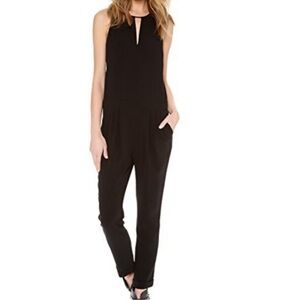Rag & Bone Lana Leather Trim Elegant Black Sleeveless Jumpsuit